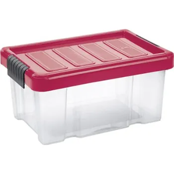Zahradní úložný box Tontarelli Úložný box s klipem PUZZLE 5L s víkem transparent/červená 8035638ACH 8035638ACH