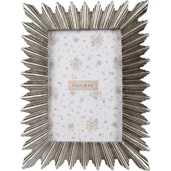 Rám na obraz Stříbrný fotorámeček s motivem špičatých paprsků – pro fotografii o velikosti 10x15 cm