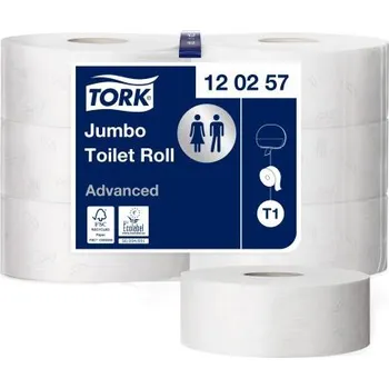 Toaletní papír Role toaletního papíru, Bílá 6 ks 1800 archů 2 vrstvy vrstva 360m Tork, sortiment: Advanced Jumbo