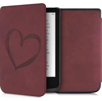 Pouzdro na čtečku elektronické knihy Pouzdro KW Mobile - Brushed Heart - KW5022804 - pro Pocketbook 616/617/627/628/632/633 - tmavě červené + BONUSY