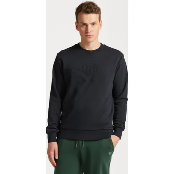 Pánské oblečení MIKINA GANT REG TONAL SHIELD C-NECK SWEAT BLACK