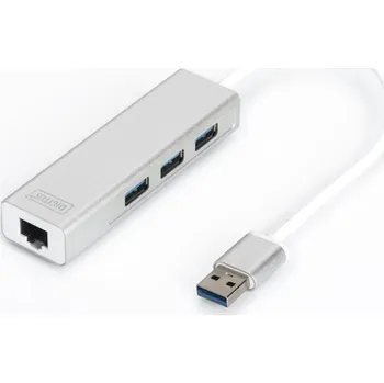 USB hub DIGITUS 3-portový USB 3.0 hub s gigabitovým ethernetem