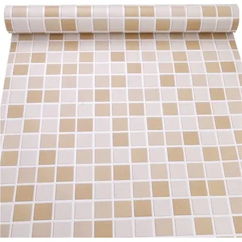 Tapeta IMPOL TRADE 9197 mozaika béžová se stříbrnou spárou samolepící tapety 0,45 x 10 m