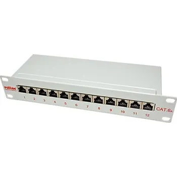 Patch panel Patchpanel 10'' kat. 6a STP, 12 portů, šedý