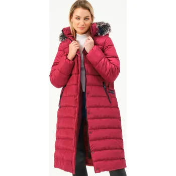 Dámský kabát Z6779 DEWBERRY DÁMSKÝ KABÁT - BURGUNDY dewberry fuchsiová 2463140