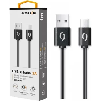 Datový kabel Datový a nabíjecí kabel ALIGATOR 2A, USB-C, 2m, black