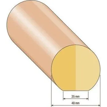 Dřevěné madlo kulaté, průměr 48 mm, BUK materiál, délka: buk, 1 metr