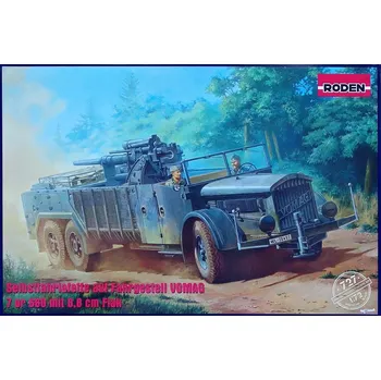 Plastikový model Roden 1/72 8.8cm Flak 36 auf Vomag - German AA vehicle