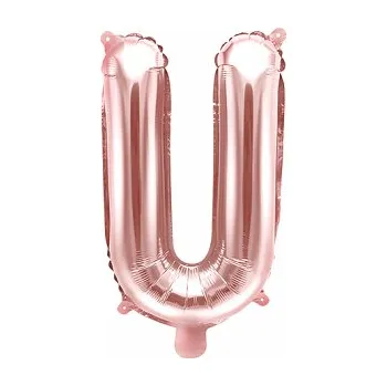 Balónek PartyDeco Fóliový balónek Mini - Písmeno U 35cm růžovo-zlatý