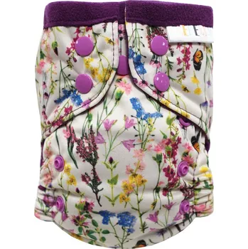 Plenkové kalhoty Breberky Kapsová plenka (S), bez křidélek - Rozkvetlá louka PAT