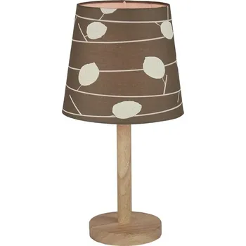 Lampička Stolní lampa, dřevo / látka vzor listy, QENNY TYP 6