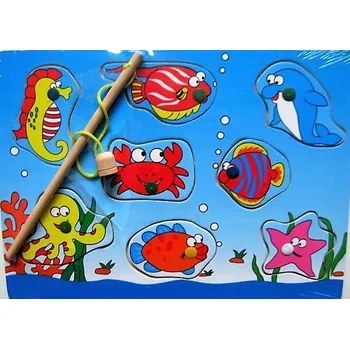 Dřevěná hračka Dětská skládačka.- dřevěné chytání rybiček 30x23cm