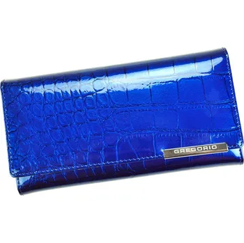 Dámská lesklá kožená peněženka Gregorio BC-100 modrá | KabelkyproVas.czek