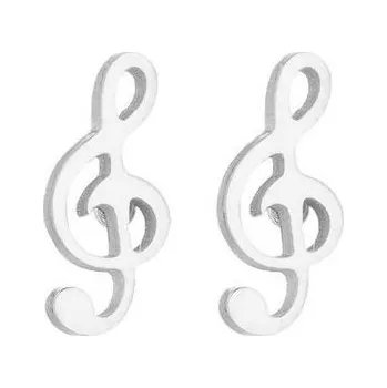Náušnice Ocelové náušnice - houslové klíče