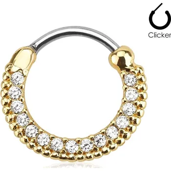 Piercing Zlacený piercing do nosu - septum, čiré kamínky