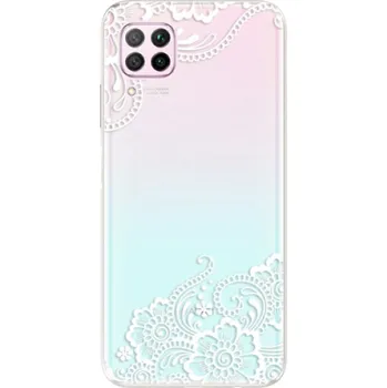 Pouzdro na mobilní telefon Silikonové pouzdro iSaprio - Huawei P40 Lite - White Lace 02 (Odolný silikonový kryt, obal, pouzdro iSaprio - Huawei P40 Lite - White Lace 02 - skvělá ochrana a pružnost, stylový UV potisk, lehkost, tiskne se v České republice)