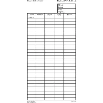 Skladová karta malá, VL 10x21 cm RVM 20060005