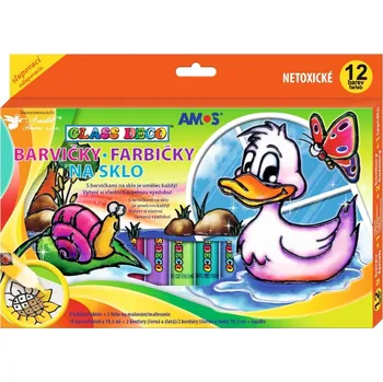 Speciální výtvarná barva Amos Barvičky na sklo - sada 12 kusů