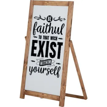 Kancelářský nábytek Dřevěný poutač s bílou tabulí 440x770 - Tmavě hnědý