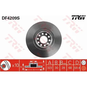 Brzdový kotouč TRW DF4209S