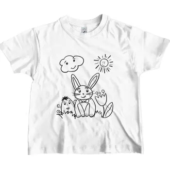 Tričko s potiskem Zajíček, vajíčko a květinka dětské