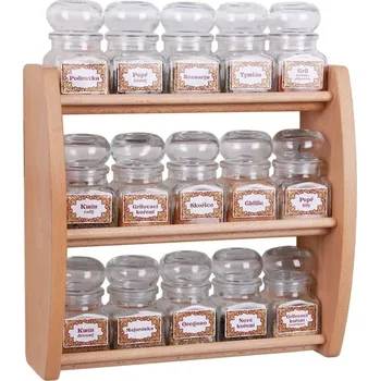 Drátěná police Polička na kořenky 741 - polička s patnácti skleněnými kořenkami