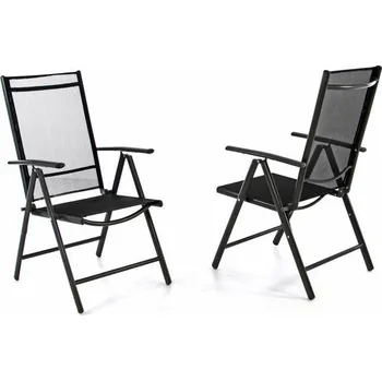 Sada dvou zahradních polohovatelných židlí - černá