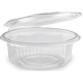 Jednorázové nádobí Plastová miska osmiboká průhledná s víčkem 375 ml (PP) (50 ks)