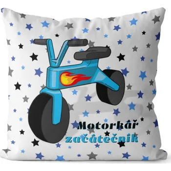 Dekorativní polštářek Polštář Motorkář začátečník (Velikost: 40 x 40 cm)