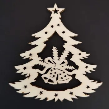 Vánoční dekorace AMADEA Dřevěná ozdoba stromek se zvonky 6 cm