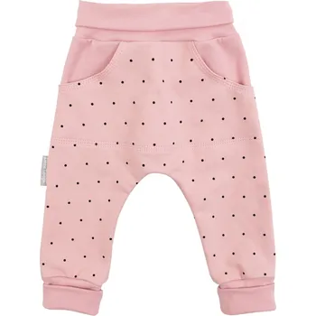 růžové rostoucí tepláčky s puntíky