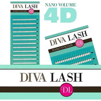 Péče o řasy a obočí Diva LASHES DIVA Nano Volume 4D řasy / C 0,07 Délka řas: 9 mm