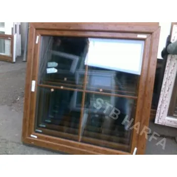 Okno Okno 120x120 zlatý dub mřížka TROJSKLO