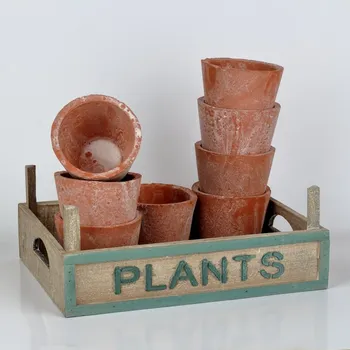 Zahradní přepravka s květináči PLANTS 33x24x12cm