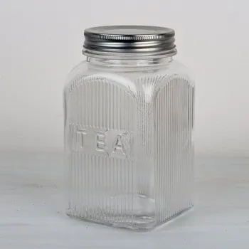 Dóza na potraviny Skleněná dóza na čaj TEA 18x10x10cm