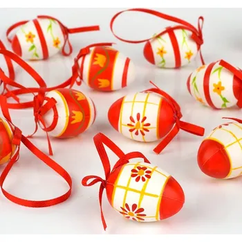 Velikonoční dekorace Velikonoční vajíčka 4cm červeno-bílé