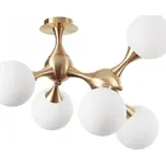 Ideal Lux 241050 přisazený stropní lustr Nodi 5x40W | E14 - mléčné sklo a matná mosaz + Sada inteligentní žárovky E14 s dálkovým ovladačem - RGB, WiZ