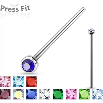 Piercing Piercingate Piercing do nosu s kamínkem PNO00265 - Barva/Motiv: Červená, Délka tyčky: 19 mm, Kuličky: 2 mm, Průměr tyčky: 1 mm