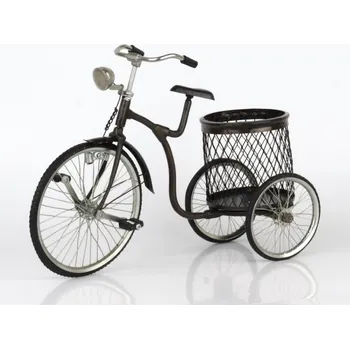 Stojan na víno Stojan na víno retro kolo s košíkem 33cm