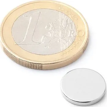 Dekorativní magnet Neodymový magnet kotouč Ø&nbsp;12&nbsp;mm, v.&nbsp;1,5&nbsp;mm, síla 1,1&nbsp;kg