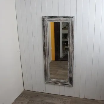 Zrcadlo Zrcadlo s dřevěným rámem šedé s patinou 50x115cm