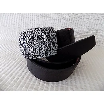 Opasek Moderní opasek černý velká spona (Pásek s velkou přezkou černý)