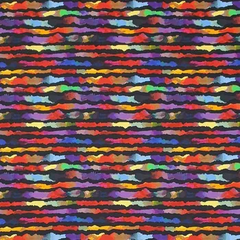 Bavlna černá, pestrobarevný vzor, pruhy, š.145
