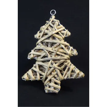 Vánoční dekorace Vingo Proutěná ozdoba vánoční stromeček šedý 2 ks - 5x15cm