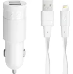 Goobay Riva Power 4225 WD2 duální automobilový adaptér 3,4A/2xUSB, bílá + Mfi Apple Lightning kabel
