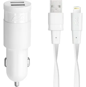 Goobay Riva Power 4225 WD2 duální automobilový adaptér 3,4A/2xUSB, bílá + Mfi Apple Lightning kabel