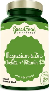 Green Food Nutrition Hořčík a zinek cheláty/vitamin D3 90 cps