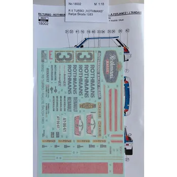 Plastikový model Reji model 1/18 Renault 5 Turbo ROTHMANS Rallye Škoda 1983
