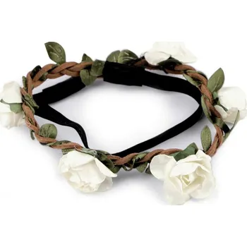 Čelenka Pružná čelenka do vlasů s růžemi - 13 krémová nejsvět.