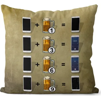 Dekorativní polštářek Polštář Pivo a telefon (Velikost: 40 x 40 cm)
